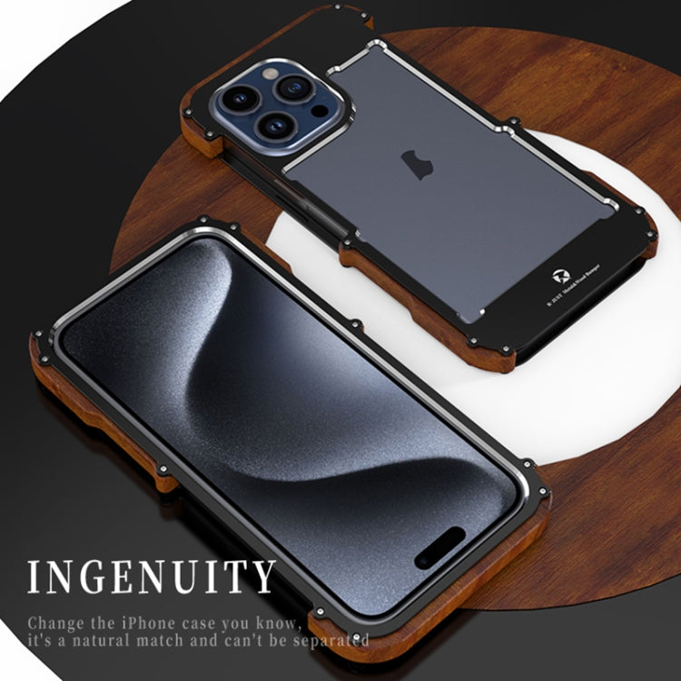 For iPhone 16 Pro R-JUST Ironwood Generation Metal Hybrid Wood Phone Case - iPhone 16 Pro Cases by R-JUST | Online Shopping South Africa | PMC Jewellery | Buy Now Pay Later Mobicred