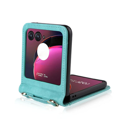 For Motorola Razr 40 Ultra Crossbody Card Slot Leather Phone Case(Mint Green) - Motorola Cases by PMC Jewellery | Online Shopping South Africa | PMC Jewellery | Buy Now Pay Later Mobicred