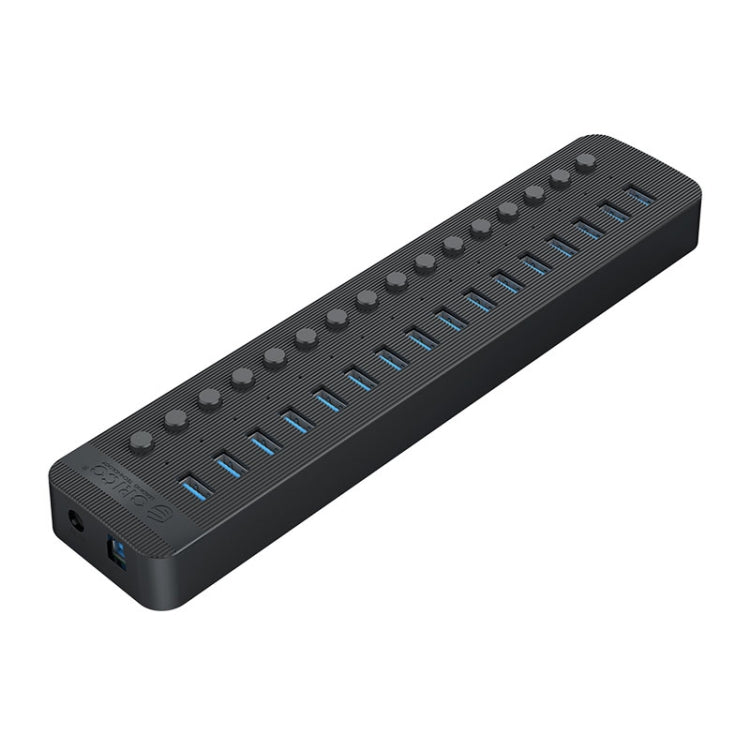 ORICO CT2U3-16AB Plastic Stripes 16 Ports USB 3.0 HUB with Individual Switches, Plug:UK Plug(Black) - USB 3.0 HUB by ORICO | Online Shopping South Africa | PMC Jewellery | Buy Now Pay Later Mobicred