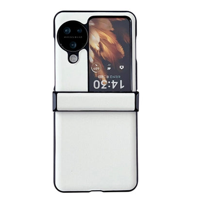 For OPPO Find N3 Flip Three-piece Set Morandi Solid Color Leather Texture Phone Case(White) - Find N3 Flip Cases by PMC Jewellery | Online Shopping South Africa | PMC Jewellery | Buy Now Pay Later Mobicred