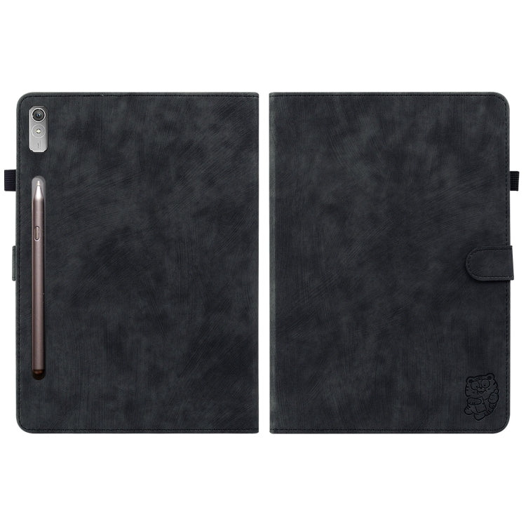 For Lenovo Tab P12 Tiger Pattern Flip Leather Tablet Case(Black) - Lenovo by PMC TechLife | Online Shopping South Africa | PMC TechLife | Buy Now Pay Later Mobicred