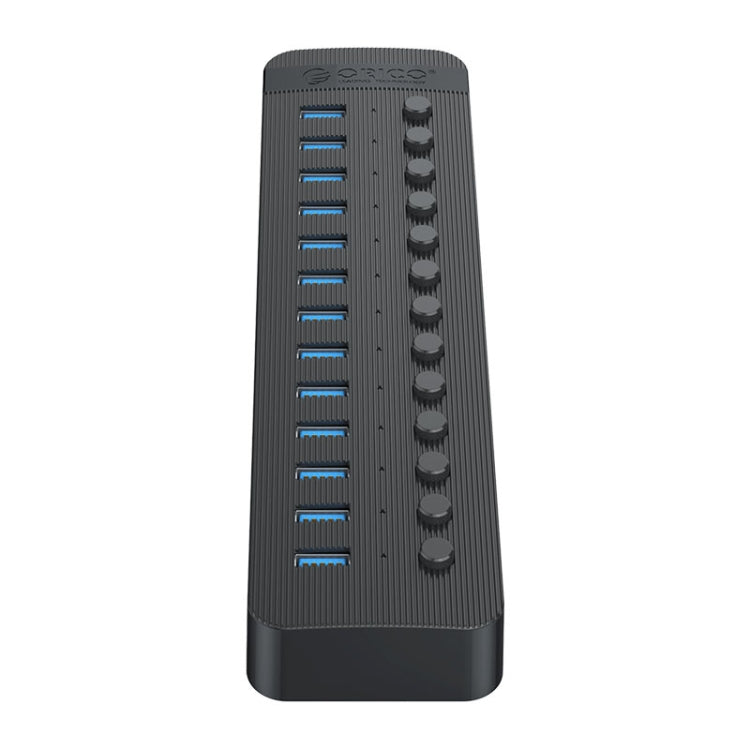 ORICO CT2U3-13AB Plastic Stripes 13 Ports USB 3.0 HUB with Individual Switches, Plug:EU Plug(Black) - USB 3.0 HUB by ORICO | Online Shopping South Africa | PMC Jewellery | Buy Now Pay Later Mobicred