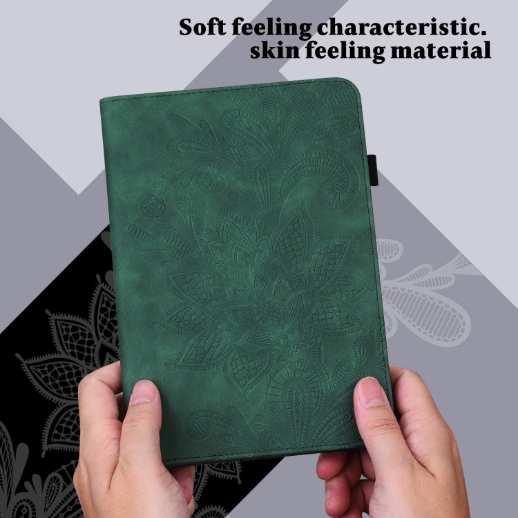 For Samsung Galaxy Tab S9 Lace Flower Embossing Pattern PU Tablet Case(Green) - Galaxy Tab S9 Cases by PMC Jewellery | Online Shopping South Africa | PMC Jewellery | Buy Now Pay Later Mobicred