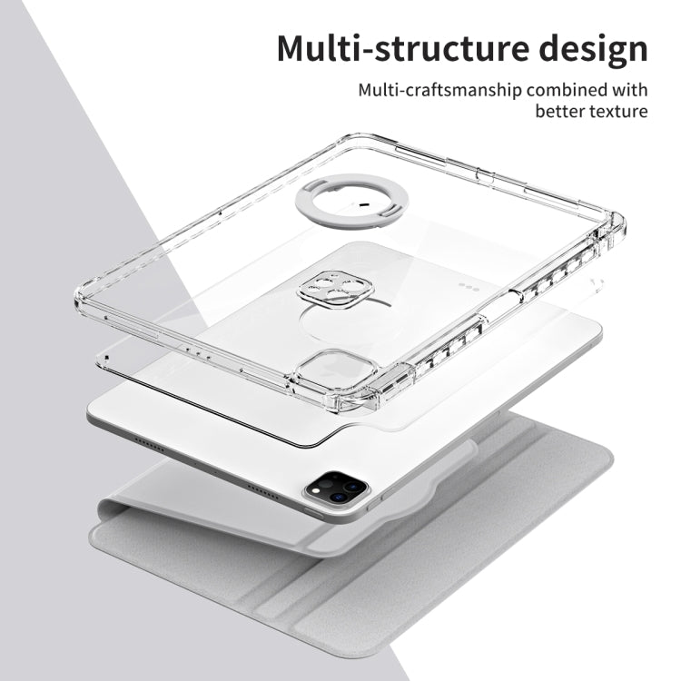 For iPad Pro 13 2024 360 Rotation Detachable Clear Acrylic Leather Tablet Case(Grey) - iPad Pro 13 2024 Cases by PMC TechLife | Online Shopping South Africa | PMC TechLife | Buy Now Pay Later Mobicred