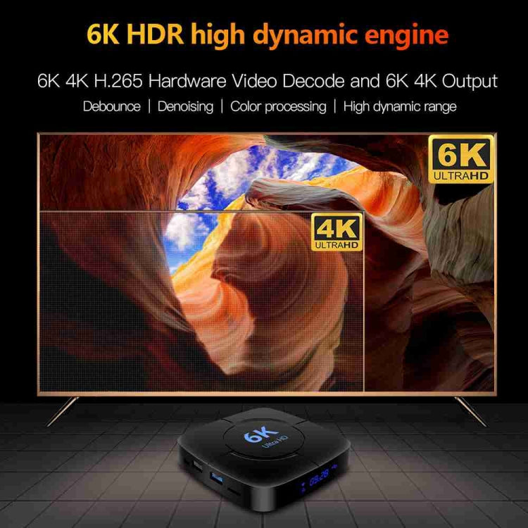 6K Ultra HD Android 12.0 Smart TV Box with Remote Control, 4GB+64GB, Allwinner H616 1.5GHZ Quad-Core(EU Plug) - Others by PMC Jewellery | Online Shopping South Africa | PMC Jewellery