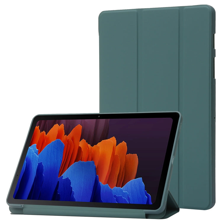 For Samsung Galaxy Tab S9+ / S10+ 3-Fold Holder Silicone Leather Tablet Case(Dark Green) - Galaxy Tab S9+ Cases by PMC Jewellery | Online Shopping South Africa | PMC Jewellery | Buy Now Pay Later Mobicred