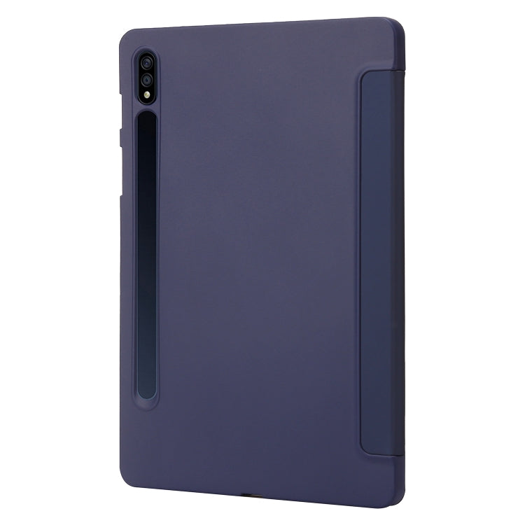 For Samsung Galaxy Tab S9+ / S10+ 3-Fold Holder Silicone Leather Tablet Case(Dark Blue) - Galaxy Tab S9+ Cases by PMC Jewellery | Online Shopping South Africa | PMC Jewellery | Buy Now Pay Later Mobicred