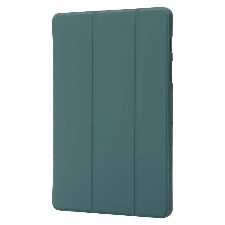 For Samsung Galaxy Tab S9 3-Fold Holder Silicone Leather Tablet Case(Dark Green) - Galaxy Tab S9 Cases by PMC Jewellery | Online Shopping South Africa | PMC Jewellery | Buy Now Pay Later Mobicred