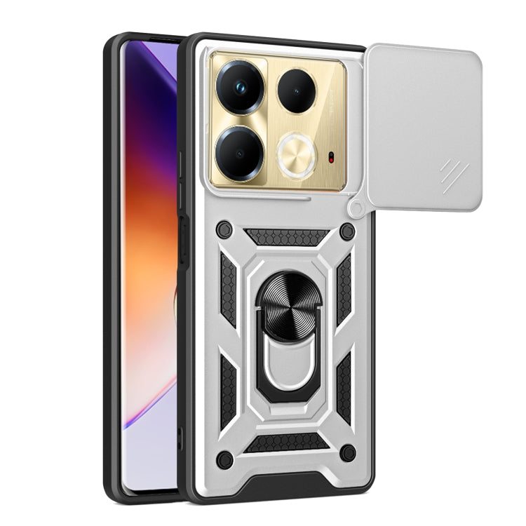 For Infinix Note 40 4G Sliding Camera Cover Design TPU+PC Phone Case(Silver) - Infinix Cases by PMC TechLife | Online Shopping South Africa | PMC TechLife | Buy Now Pay Later Mobicred
