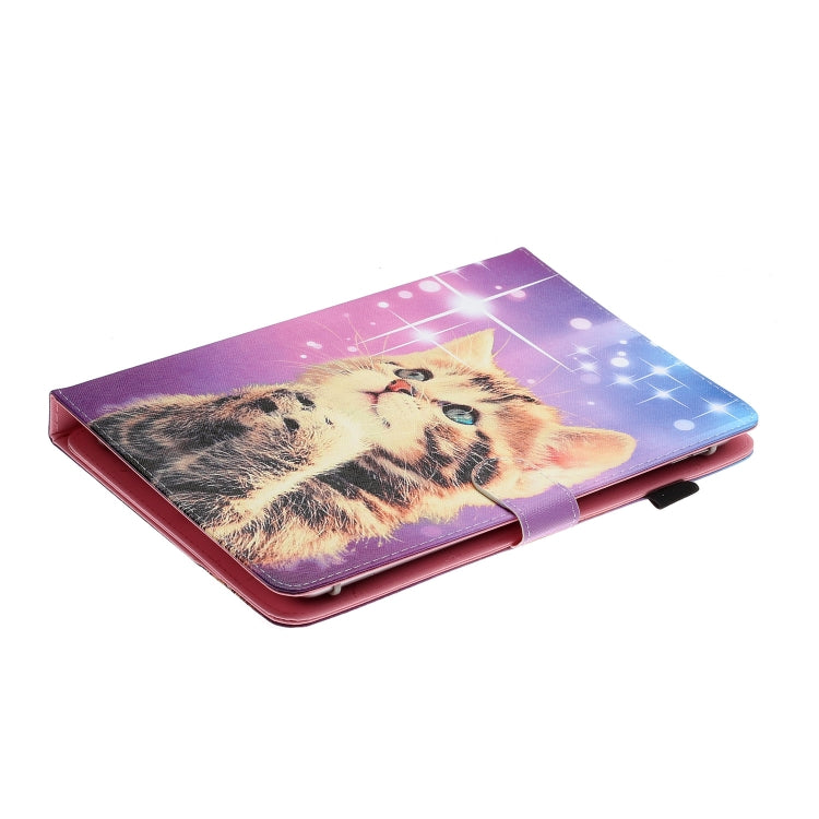 For 8 inch Universal Tablet PC Colored Drawing Pattern Horizontal Flip PU Leather Case with Holder & Card Slot(Starry Cat) - 8 inch by PMC TechLife | Online Shopping South Africa | PMC TechLife | Buy Now Pay Later Mobicred
