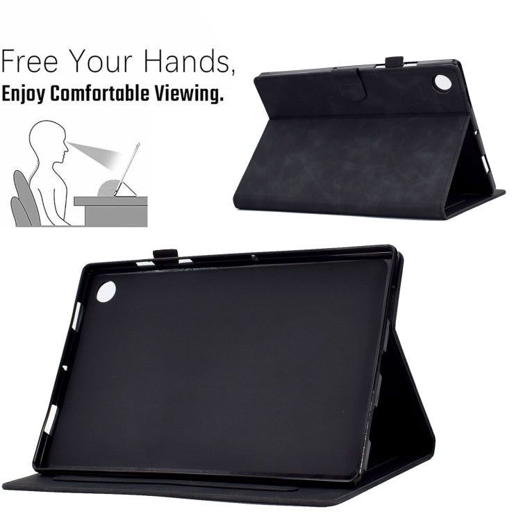 For Samsung Galaxy Tab A9+ Peony Butterfly Embossed Leather Smart Tablet Case(Black) - Galaxy Tab A9+ by PMC TechLife | Online Shopping South Africa | PMC TechLife