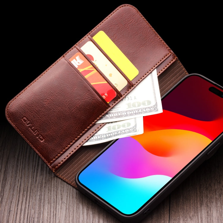 For iPhone 16 Plus QIALINO Classic Genuine Leather Phone Case(Brown) - free shipping - PMC Jewellery - Order now!