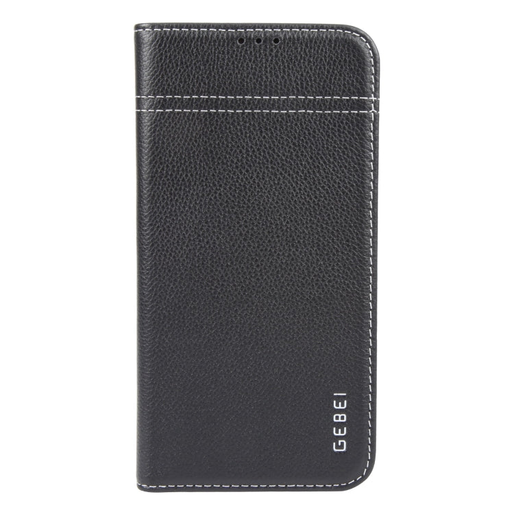 For iPhone 16 Plus GEBEI Top-grain Horizontal Flip Leather Phone Case(Black) - iPhone 16 Plus Cases by GEBEI | Online Shopping South Africa | PMC Jewellery | Buy Now Pay Later Mobicred