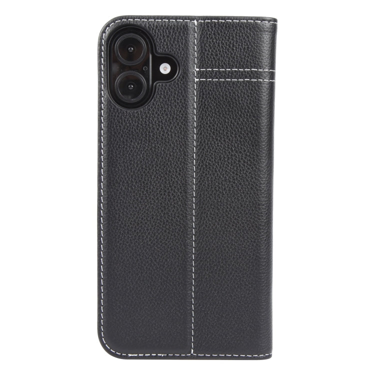 For iPhone 16 Plus GEBEI Top-grain Horizontal Flip Leather Phone Case(Black) - iPhone 16 Plus Cases by GEBEI | Online Shopping South Africa | PMC Jewellery | Buy Now Pay Later Mobicred