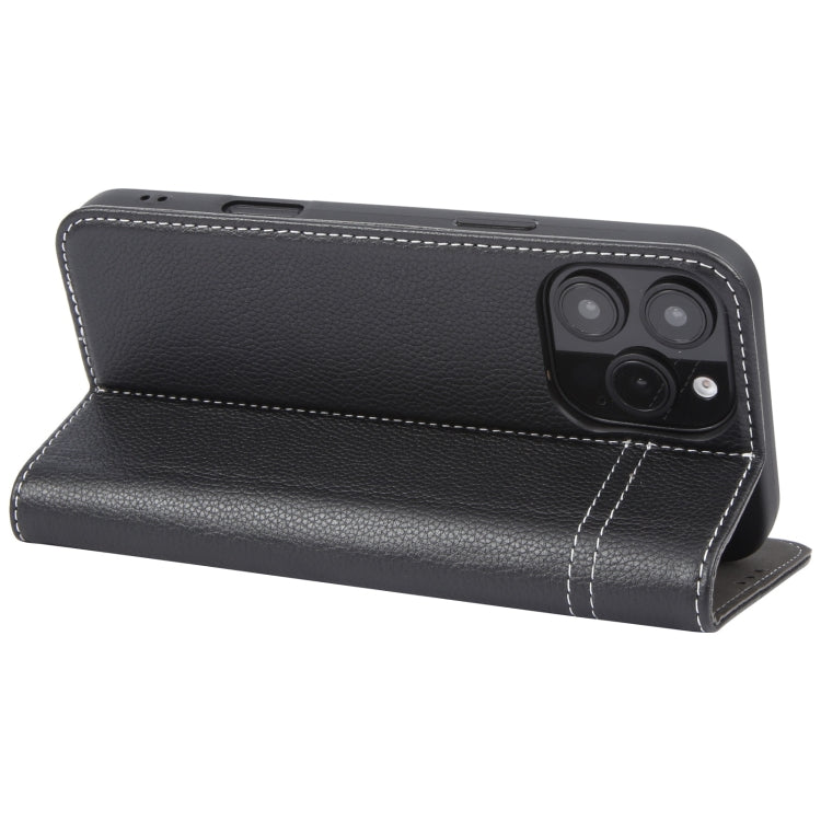 For iPhone 16 Pro GEBEI Top-grain Horizontal Flip Leather Phone Case(Black) - iPhone 16 Pro Cases by GEBEI | Online Shopping South Africa | PMC Jewellery | Buy Now Pay Later Mobicred