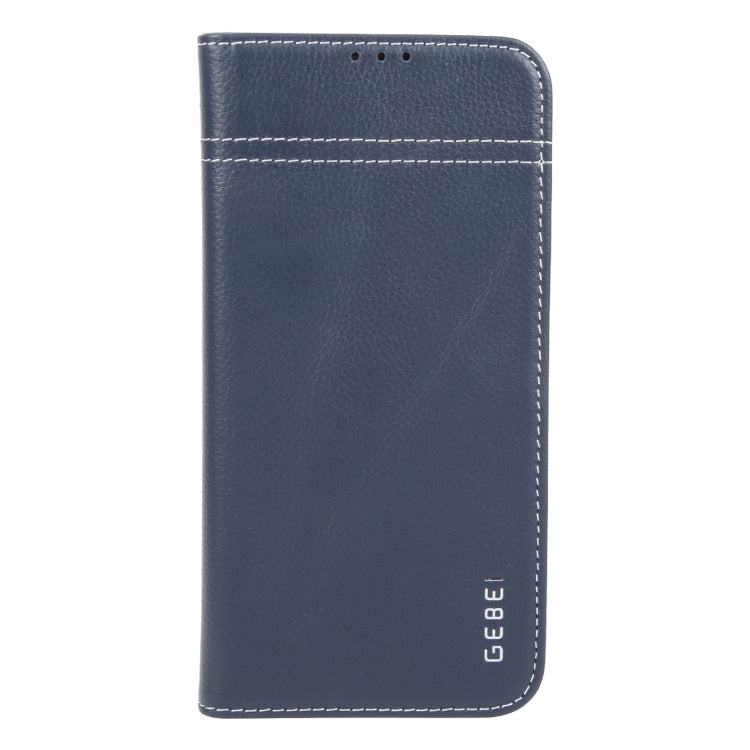 For iPhone 16 Pro Max GEBEI Top-grain Horizontal Flip Leather Phone Case(Blue) - iPhone 16 Pro Max Cases by GEBEI | Online Shopping South Africa | PMC Jewellery | Buy Now Pay Later Mobicred