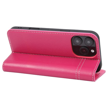 For iPhone 16 Pro Max GEBEI Top-grain Horizontal Flip Leather Phone Case(Rose Red) - iPhone 16 Pro Max Cases by GEBEI | Online Shopping South Africa | PMC Jewellery | Buy Now Pay Later Mobicred