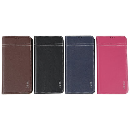 For iPhone 16 Pro GEBEI Top-grain Horizontal Flip Leather Phone Case(Rose Red) - iPhone 16 Pro Cases by GEBEI | Online Shopping South Africa | PMC Jewellery | Buy Now Pay Later Mobicred