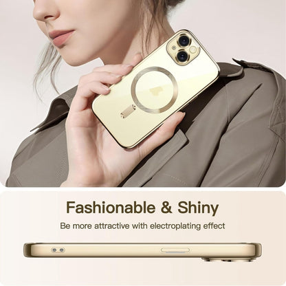 For iPhone 14 Plus Magsafe Magnetic Transparent Electroplated TPU Phone Case(Gold) - iPhone 14 Plus Tempered Glass by PMC Jewellery | Online Shopping South Africa | PMC Jewellery