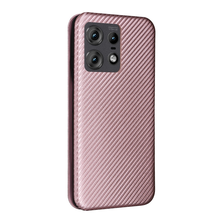 For Motorola Edge 50 Pro Carbon Fiber Texture Flip Leather Phone Case(Pink) - Motorola Cases by PMC Jewellery | Online Shopping South Africa | PMC Jewellery | Buy Now Pay Later Mobicred