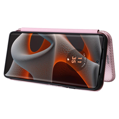 For Motorola Edge 50 Pro Carbon Fiber Texture Flip Leather Phone Case(Pink) - Motorola Cases by PMC Jewellery | Online Shopping South Africa | PMC Jewellery | Buy Now Pay Later Mobicred