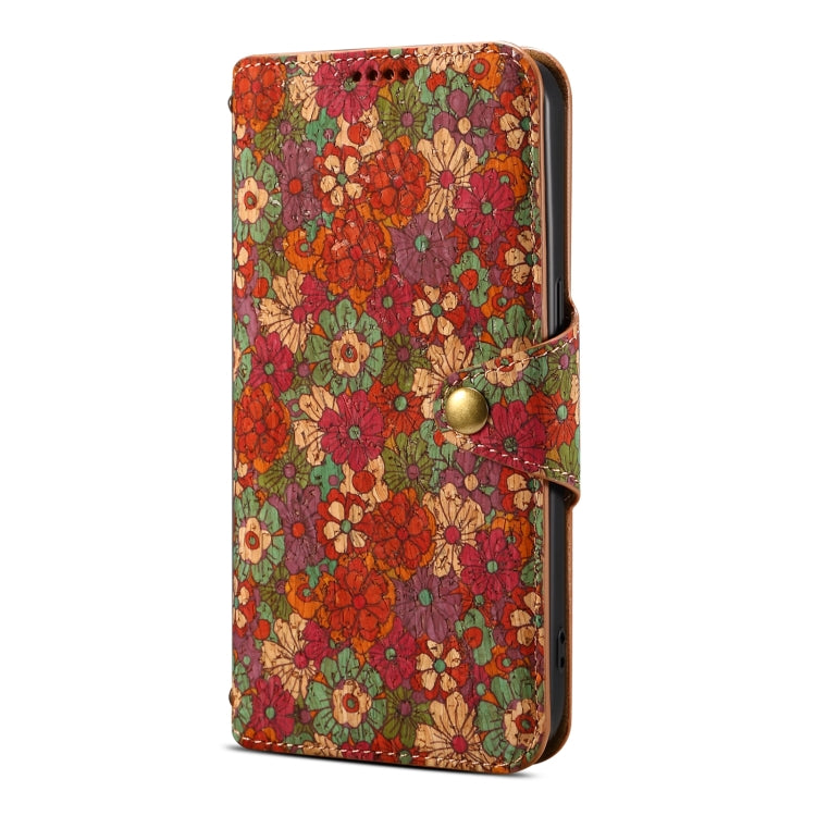 For iPhone 16 Pro Denior Flower Language Series Cork Fabric Oil Edge Leather Phone Case(Summer) - iPhone 16 Pro Cases by Denior | Online Shopping South Africa | PMC Jewellery | Buy Now Pay Later Mobicred