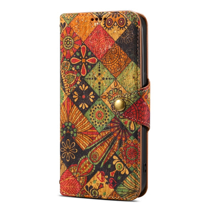 For iPhone 16 Pro Denior Flower Language Series Cork Fabric Oil Edge Leather Phone Case(Autumn) - iPhone 16 Pro Cases by Denior | Online Shopping South Africa | PMC Jewellery | Buy Now Pay Later Mobicred