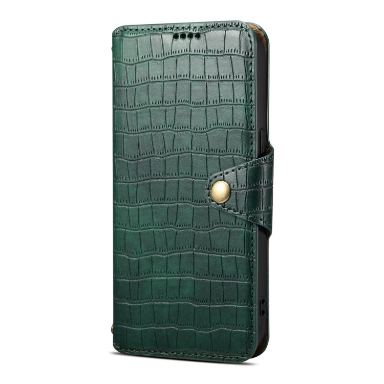 For iPhone 16 Plus Denior Crocodile Texture Oil Edge Leather Phone Case(Green) - iPhone 16 Plus Cases by Denior | Online Shopping South Africa | PMC Jewellery | Buy Now Pay Later Mobicred