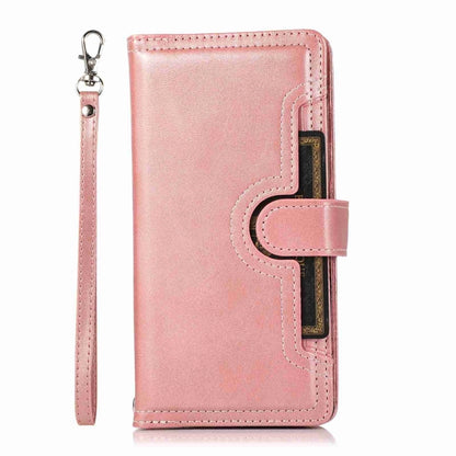 For iPhone 16 Pro Max Wristband Card Slot Leather Phone Case(Rose Gold) - iPhone 16 Pro Max Cases by PMC Jewellery | Online Shopping South Africa | PMC Jewellery | Buy Now Pay Later Mobicred