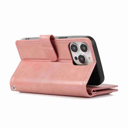 For iPhone 16 Pro Max Wristband Card Slot Leather Phone Case(Rose Gold) - iPhone 16 Pro Max Cases by PMC Jewellery | Online Shopping South Africa | PMC Jewellery | Buy Now Pay Later Mobicred