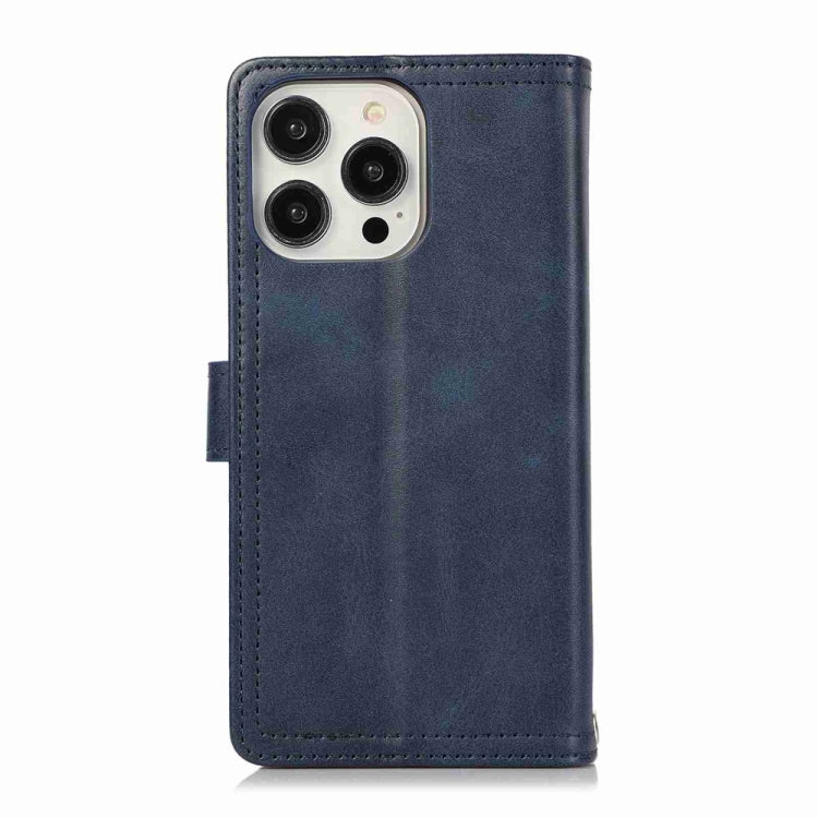 For iPhone 16 Pro Wristband Card Slot Leather Phone Case(Blue) - iPhone 16 Pro Cases by PMC Jewellery | Online Shopping South Africa | PMC Jewellery | Buy Now Pay Later Mobicred