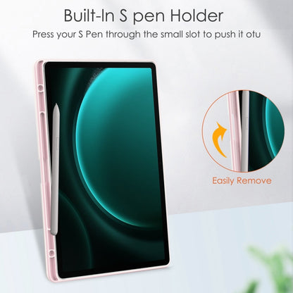 For Samsung Galaxy Tab S9 FE+ / S10+ Acrylic 3-folding Smart Leather Tablet Case with Pen Slot(Pink) - Galaxy Tab S9 FE+ by PMC Jewellery | Online Shopping South Africa | PMC Jewellery | Buy Now Pay Later Mobicred