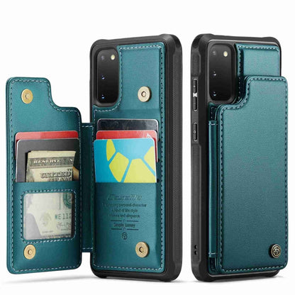 For Samsung Galaxy S20 FE CaseMe C22 Card Slots Holder RFID Anti-theft Phone Case(Blue Green) - Galaxy S20 FE Cases by CaseMe | Online Shopping South Africa | PMC Jewellery | Buy Now Pay Later Mobicred