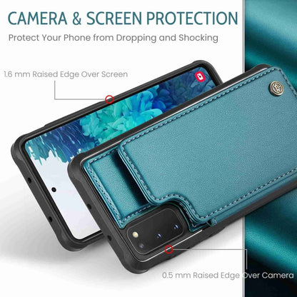 For Samsung Galaxy S20 FE CaseMe C22 Card Slots Holder RFID Anti-theft Phone Case(Blue Green) - Galaxy S20 FE Cases by CaseMe | Online Shopping South Africa | PMC Jewellery | Buy Now Pay Later Mobicred