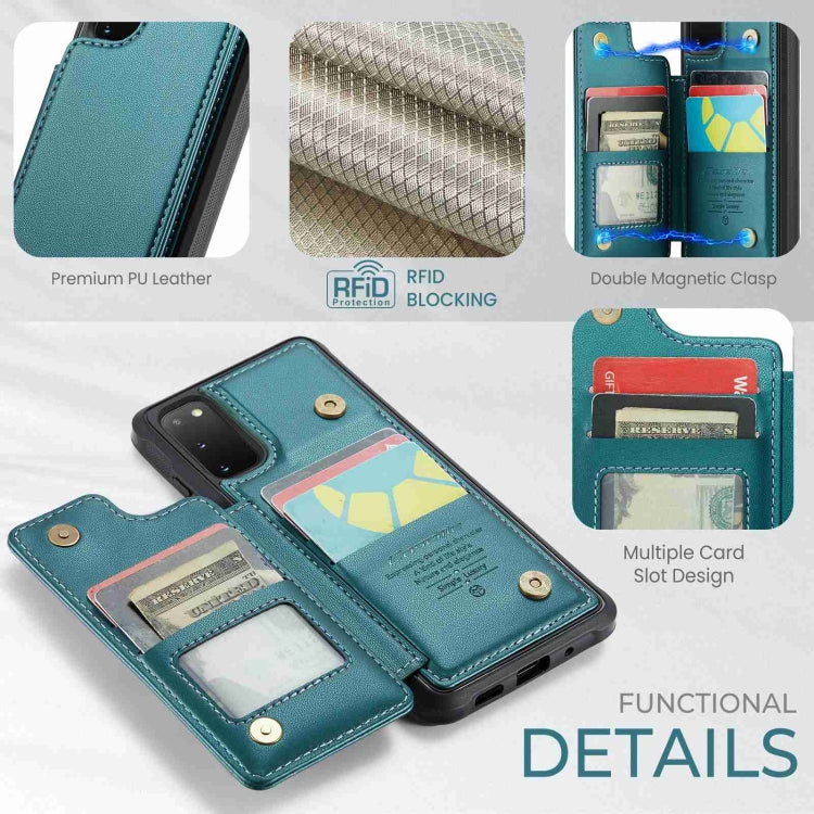 For Samsung Galaxy S20 FE CaseMe C22 Card Slots Holder RFID Anti-theft Phone Case(Blue Green) - Galaxy S20 FE Cases by CaseMe | Online Shopping South Africa | PMC Jewellery | Buy Now Pay Later Mobicred