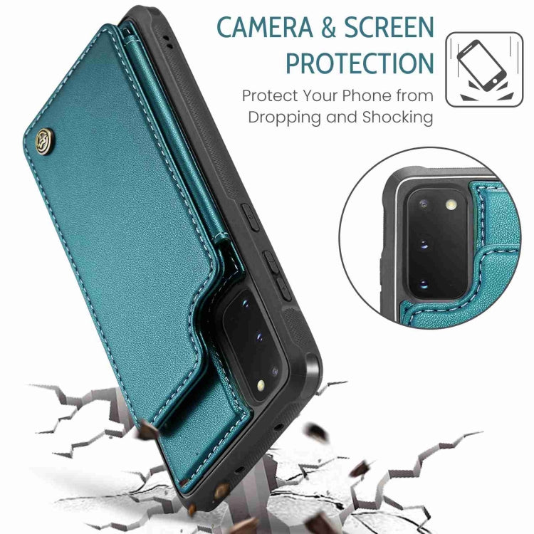 For Samsung Galaxy S20 FE CaseMe C22 Card Slots Holder RFID Anti-theft Phone Case(Blue Green) - Galaxy S20 FE Cases by CaseMe | Online Shopping South Africa | PMC Jewellery | Buy Now Pay Later Mobicred