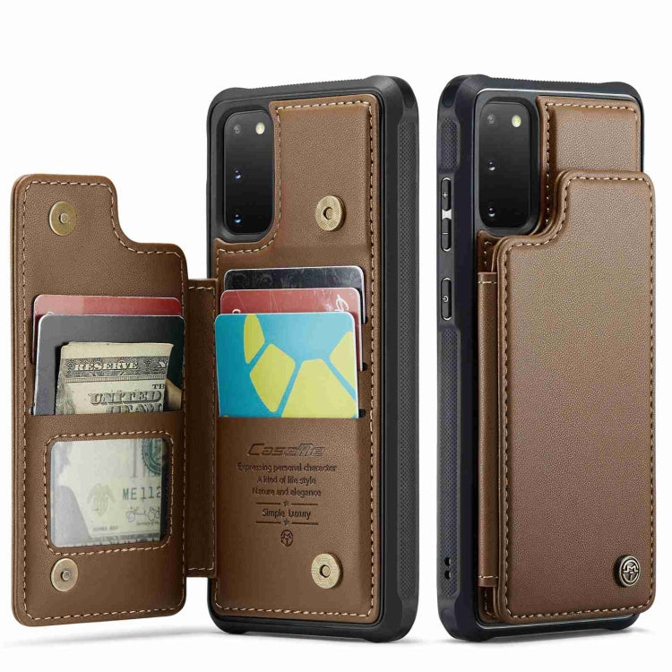 For Samsung Galaxy S20 FE CaseMe C22 Card Slots Holder RFID Anti-theft Phone Case(Brown) - Galaxy S20 FE Cases by CaseMe | Online Shopping South Africa | PMC Jewellery | Buy Now Pay Later Mobicred