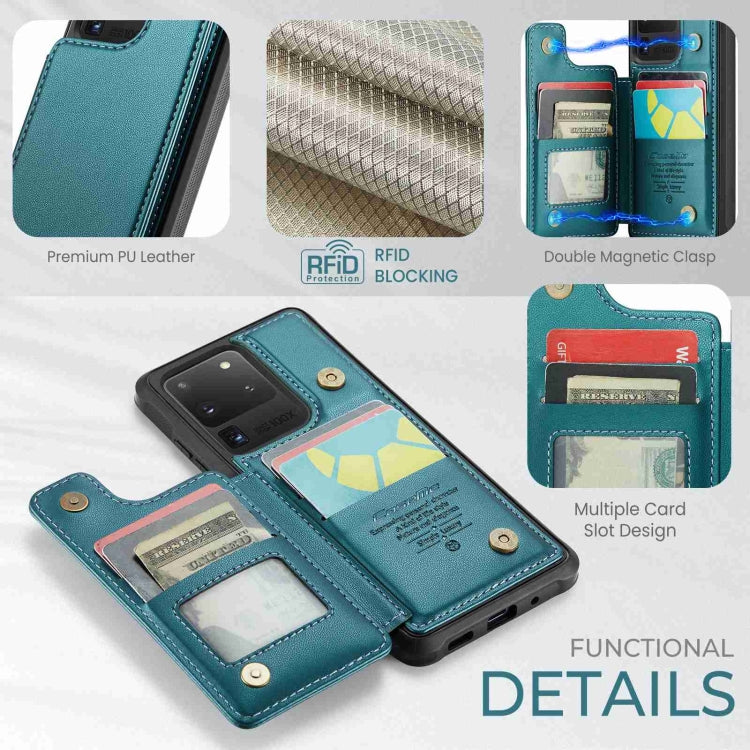 For Samsung Galaxy S20 Ultra CaseMe C22 Card Slots Holder RFID Anti-theft Phone Case(Blue Green) - Galaxy Phone Cases by CaseMe | Online Shopping South Africa | PMC Jewellery | Buy Now Pay Later Mobicred