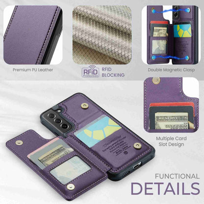 For Samsung Galaxy S21 FE 5G CaseMe C22 Card Slots Holder RFID Anti-theft Phone Case(Purple) - Galaxy Phone Cases by CaseMe | Online Shopping South Africa | PMC Jewellery | Buy Now Pay Later Mobicred