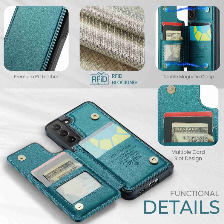 For Samsung Galaxy S22 5G CaseMe C22 Card Slots Holder RFID Anti-theft Phone Case(Blue Green) - Galaxy S22 5G Cases by CaseMe | Online Shopping South Africa | PMC Jewellery | Buy Now Pay Later Mobicred