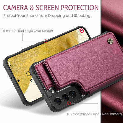 For Samsung Galaxy S22+ 5G CaseMe C22 Card Slots Holder RFID Anti-theft Phone Case(Wine Red) - Galaxy S22+ 5G Cases by CaseMe | Online Shopping South Africa | PMC Jewellery | Buy Now Pay Later Mobicred