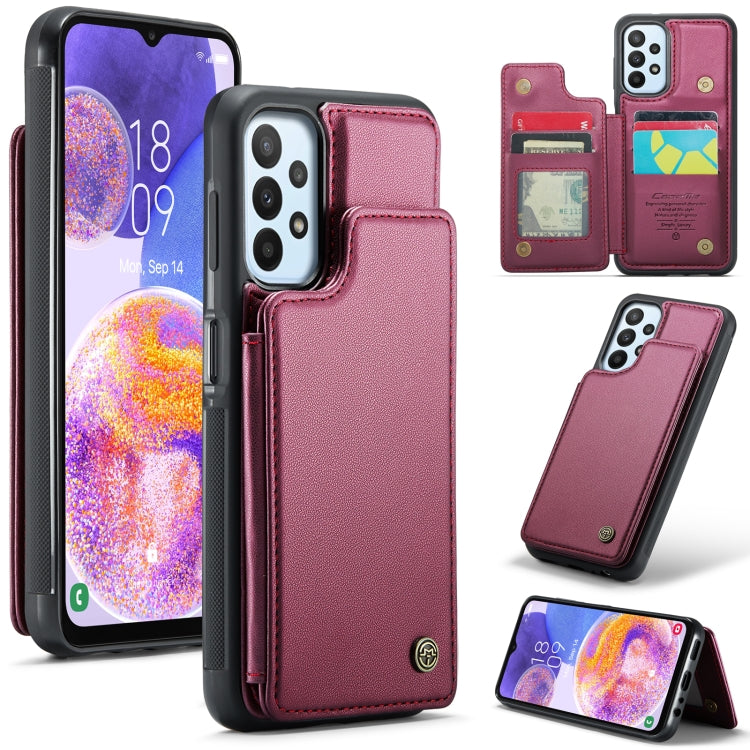 For Samsung Galaxy A23 CaseMe C22 Card Slots Holder RFID Anti-theft Phone Case(Wine Red) - Galaxy Phone Cases by CaseMe | Online Shopping South Africa | PMC Jewellery | Buy Now Pay Later Mobicred