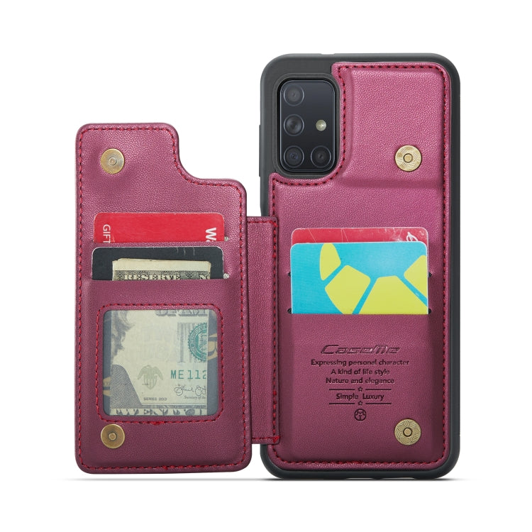 For Samsung Galaxy A51 4G CaseMe C22 Card Slots Holder RFID Anti-theft Phone Case(Wine Red) - Galaxy Phone Cases by CaseMe | Online Shopping South Africa | PMC Jewellery | Buy Now Pay Later Mobicred