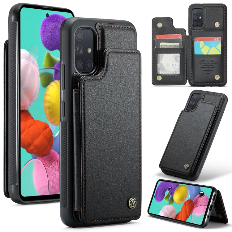 For Samsung Galaxy A51 4G CaseMe C22 Card Slots Holder RFID Anti-theft Phone Case(Black) - Galaxy Phone Cases by CaseMe | Online Shopping South Africa | PMC Jewellery | Buy Now Pay Later Mobicred