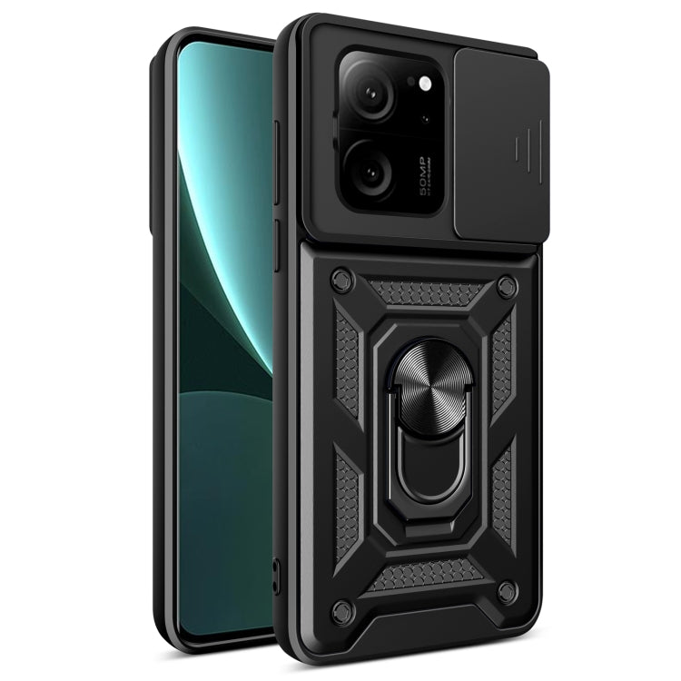 For Xiaomi 13T/13T Pro/Redmi K60 Ultra Sliding Camera Cover Design TPU Hybrid PC Phone Case(Black) - Redmi K60 Ultra Cases by PMC Jewellery | Online Shopping South Africa | PMC Jewellery | Buy Now Pay Later Mobicred