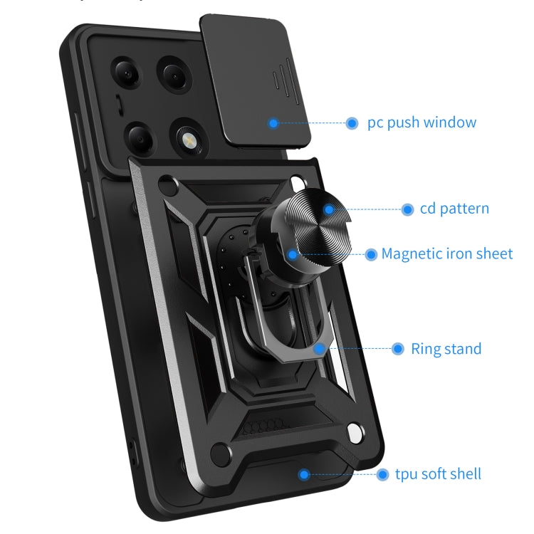 For Xiaomi Redmi Note 13 Pro 4G Global Sliding Camera Cover Design TPU Hybrid PC Phone Case(Blue) - Note 13 Pro Cases by PMC Jewellery | Online Shopping South Africa | PMC Jewellery | Buy Now Pay Later Mobicred