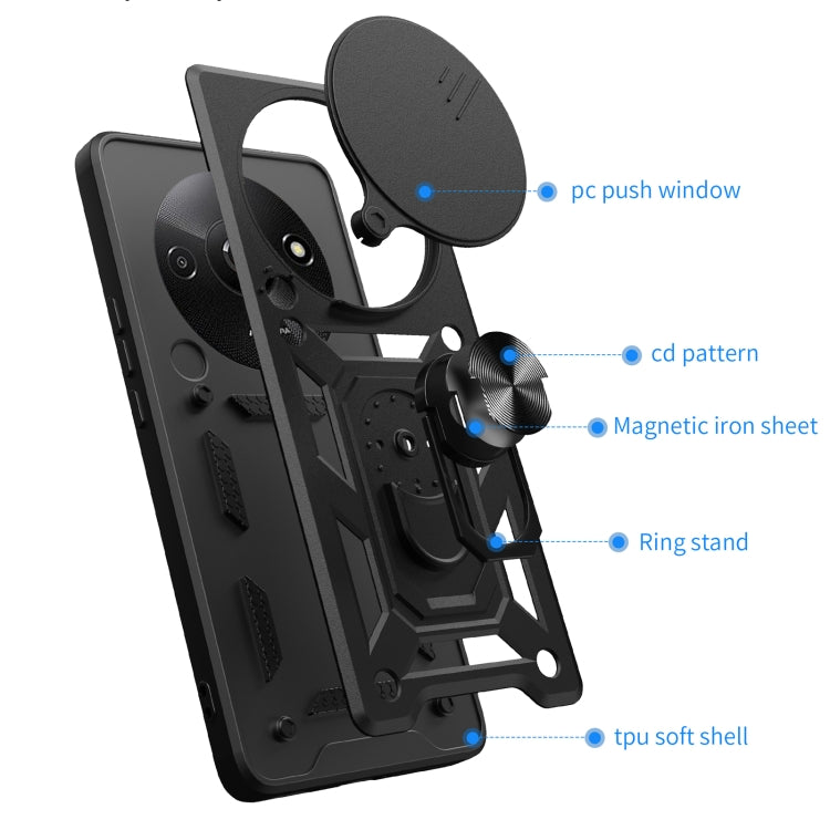 For Xiaomi Redmi A3 Sliding Camera Cover Design TPU Hybrid PC Phone Case(Red) - Xiaomi Cases by PMC TechLife | Online Shopping South Africa | PMC TechLife | Buy Now Pay Later Mobicred
