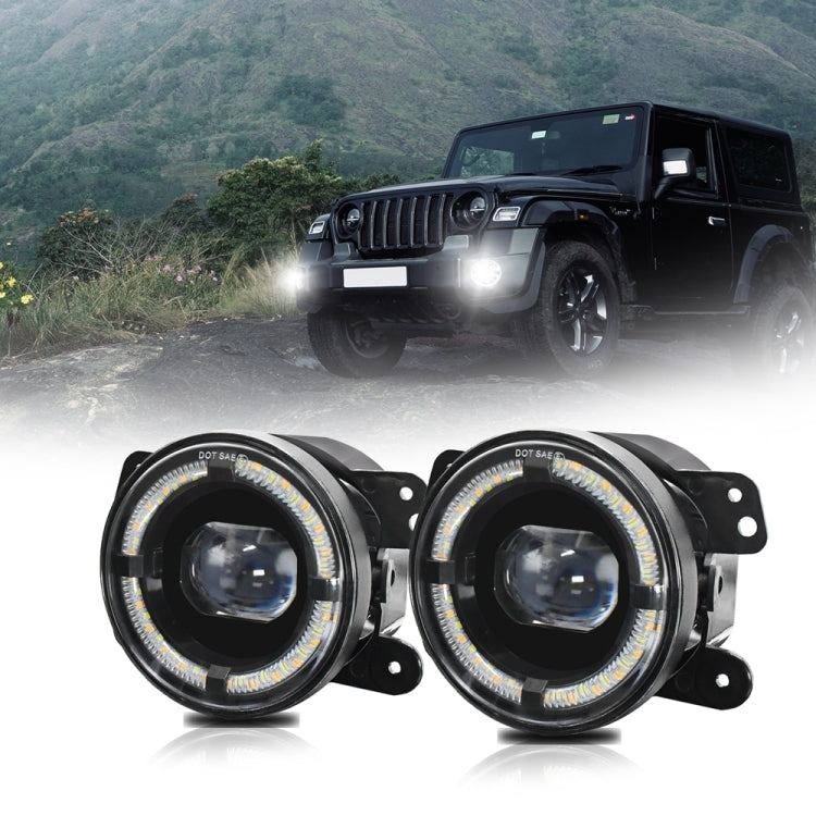 For Jeep Wrangler JK 2 Door 2007-2015 Y5 4 inch 1 Pair Light Guide Single Lens Fog Light(Yellow White) - Fog / Driving Lights by PMC Jewellery | Online Shopping South Africa | PMC Jewellery | Buy Now Pay Later Mobicred