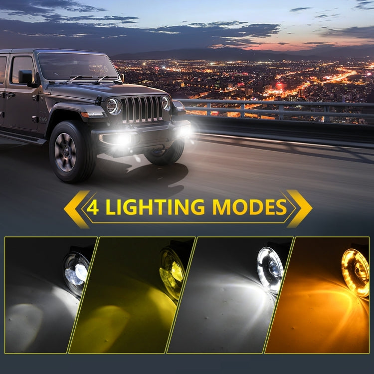 For Jeep Wrangler JK 2 Door 2007-2015 Y5 4 inch 1 Pair Light Guide Single Lens Fog Light(Yellow White) - Fog / Driving Lights by PMC Jewellery | Online Shopping South Africa | PMC Jewellery | Buy Now Pay Later Mobicred