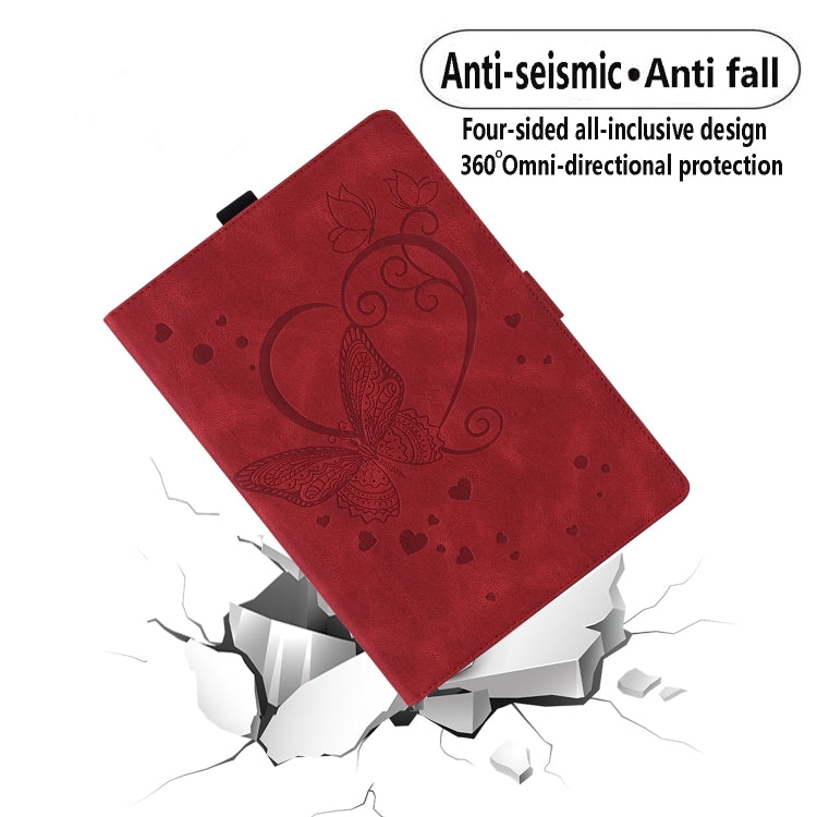 For Samsung Galaxy Tab S9 FE+ Love Butterfly Embossed Leather Tablet Case(Red) - free shipping - PMC Jewellery - Order now!